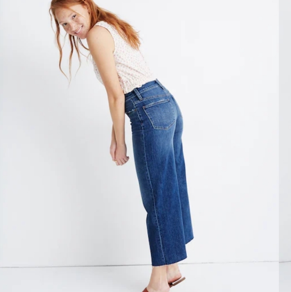 Madewell Wide-Leg Crop Jeans in Frida Wash womens Size 24 - Picture 3 of 16